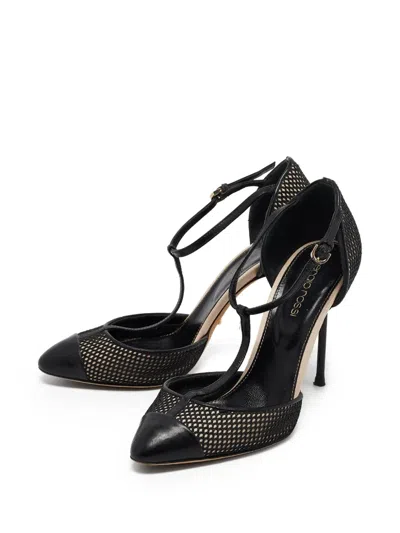 Pre-owned Sergio Rossi Vintage  T-strap Stiletto Pumps In Black