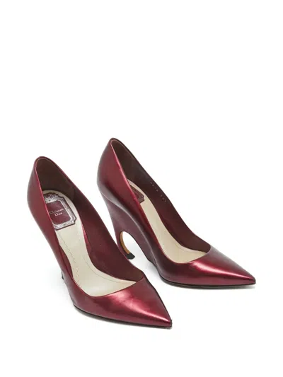 Pre-owned Dior 100mm Leather Heeled Pumps In Red