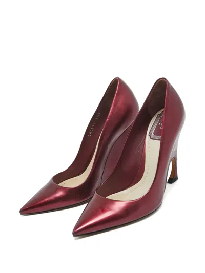 Pre-owned Dior 100mm Leather Heeled Pumps In Red