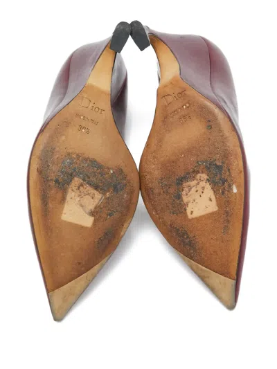 Pre-owned Dior 100mm Leather Heeled Pumps In Red