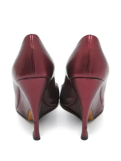 Pre-owned Dior 100mm Leather Heeled Pumps In Red
