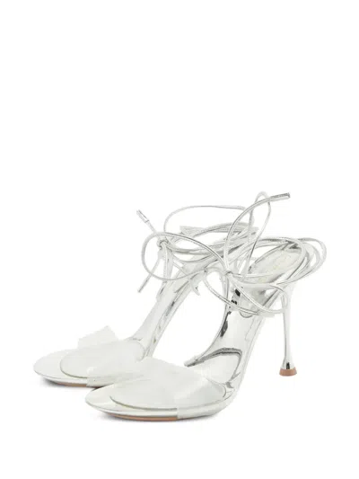 Pre-owned Gianvito Rossi  110mm Strappy Metallic-effect Sandals In Silver
