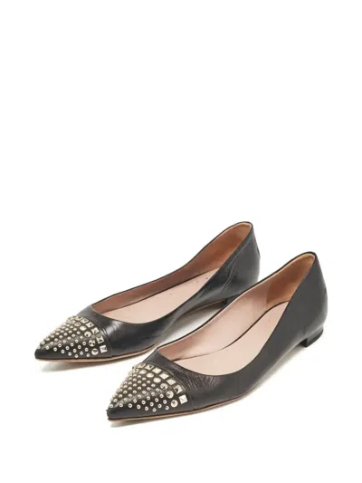 Pre-owned Gucci Studded Ballet Flats In Black