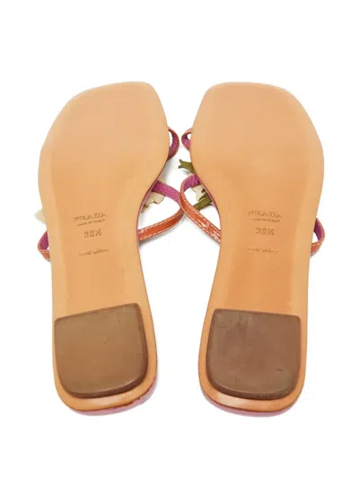 Pre-owned Prada Flower-embellished Flat Sandals