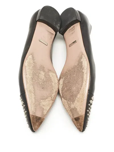 Pre-owned Gucci Studded Ballet Flats In Black
