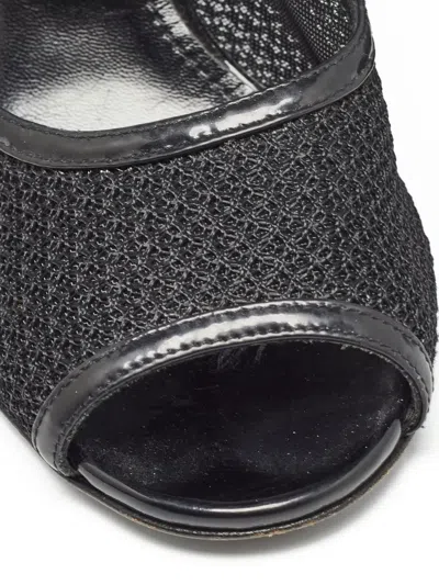 Pre-owned Dolce & Gabbana 95mm Mesh Peep-toe Pumps In Black