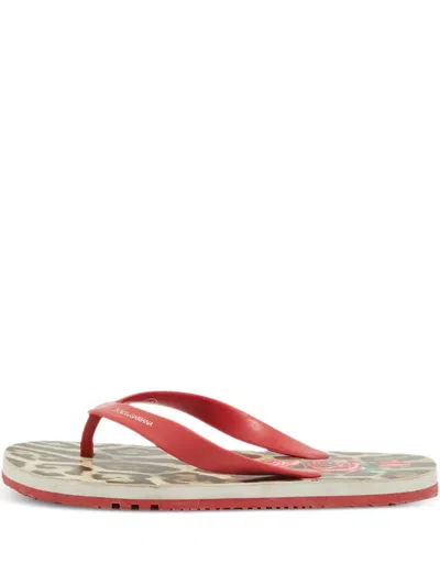 Pre-owned Dolce & Gabbana Leopard-print Flip Flops