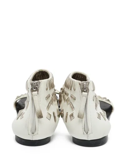 Pre-owned Giuseppe Zanotti Vintage Studded Ankle-strap Flat Sandals In White