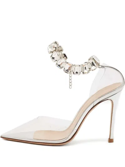 Pre-owned Gianvito Rossi  100mm Transparent Embellished Pumps In White