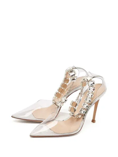 Pre-owned Gianvito Rossi  100mm Transparent Embellished Pumps In White