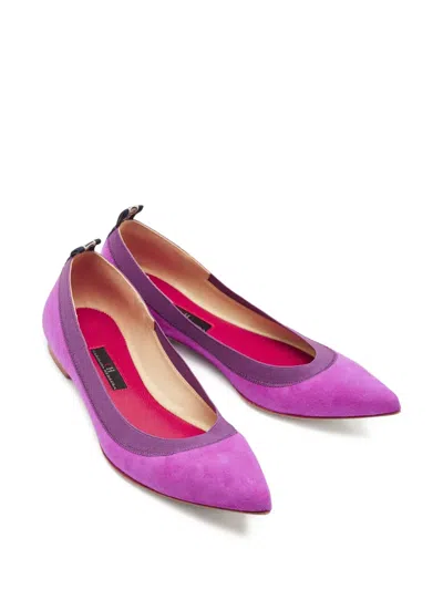 Pre-owned Carolina Herrera Vintage Pointed-toe Suede Ballet Flats