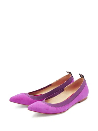 Pre-owned Carolina Herrera Vintage Pointed-toe Suede Ballet Flats