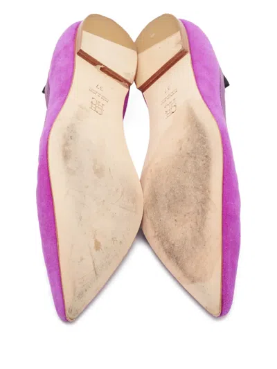Pre-owned Carolina Herrera Vintage Pointed-toe Suede Ballet Flats