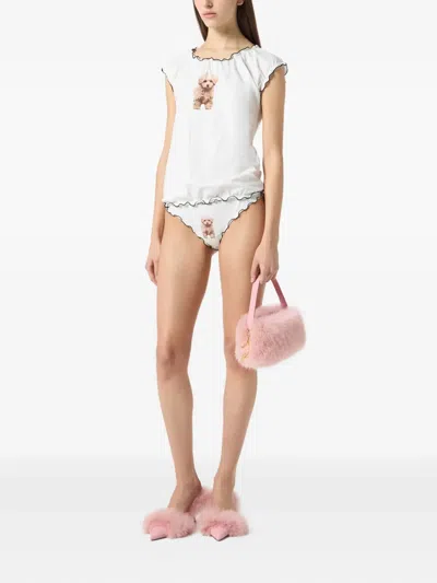 Blumarine Ruffled-trim Briefs In White