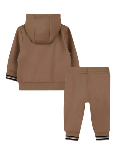 Bosswear Hooded Zip-up Tracksuit In Brown