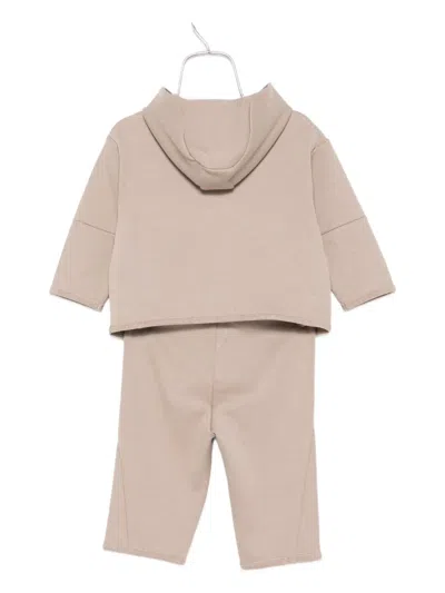 Emporio Armani Hooded Logo-plaque Trousers In Brown