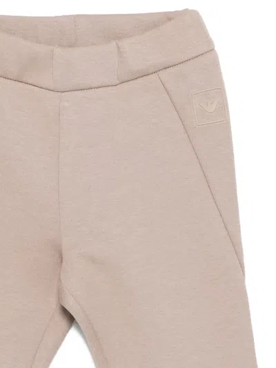 Emporio Armani Hooded Logo-plaque Trousers In Brown