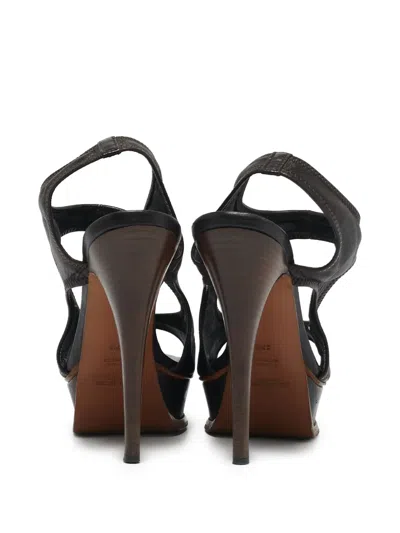 Pre-owned Saint Laurent 140mm Leather Platform Sandals In Brown