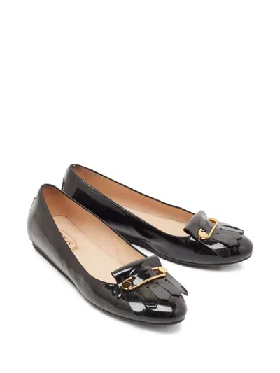 Pre-owned Tod's Vintage Patent Leather Fringe-detail Flats