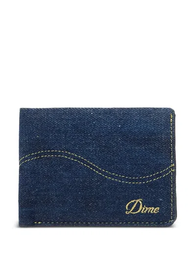 Dime Cursive Bi-fold Wallet In Blue