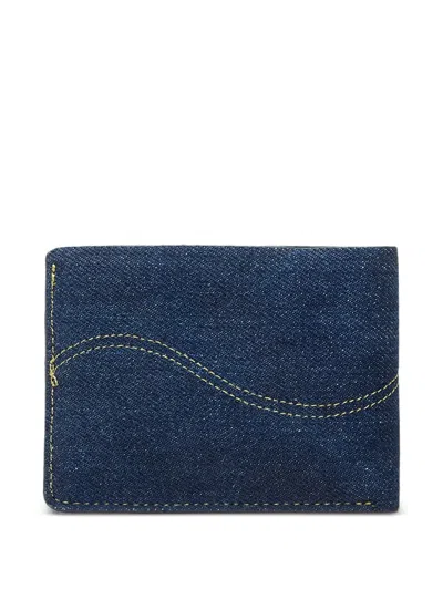 Dime Cursive Bi-fold Wallet In Blue
