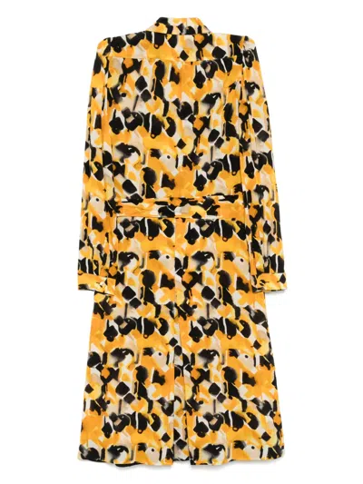 Pre-owned Prada Printed Shirt Dress In Yellow