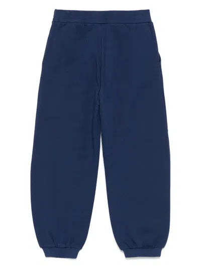 Fendi Embroidered-logo Trousers In Blue