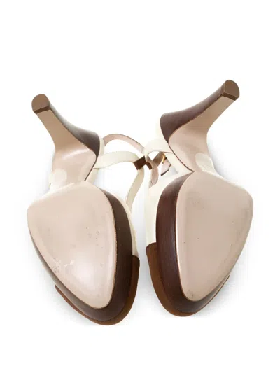 Pre-owned Ferragamo 100mm Slingback Pumps In White