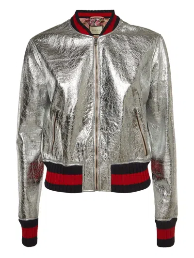 Pre-owned Gucci Metallic-effect Bomber Jacket