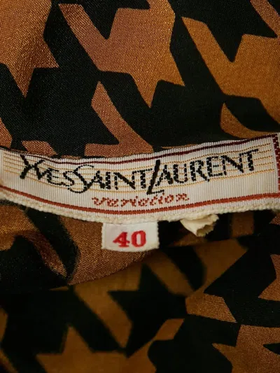Pre-owned Saint Laurent Houndstooth-print Blouse In Brown