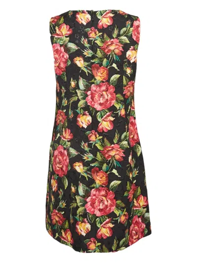 Pre-owned Dolce & Gabbana Floral Mini Dress In Black