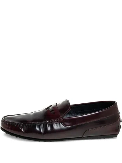 Pre-owned Tod's Vintage X Ferrari Penny-slot Loafers In Red
