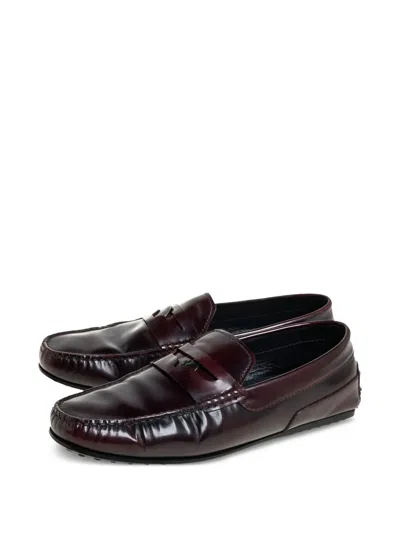 Pre-owned Tod's Vintage X Ferrari Penny-slot Loafers In Red