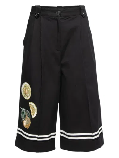 Pre-owned Dolce & Gabbana Embroidered Wide-leg Trousers