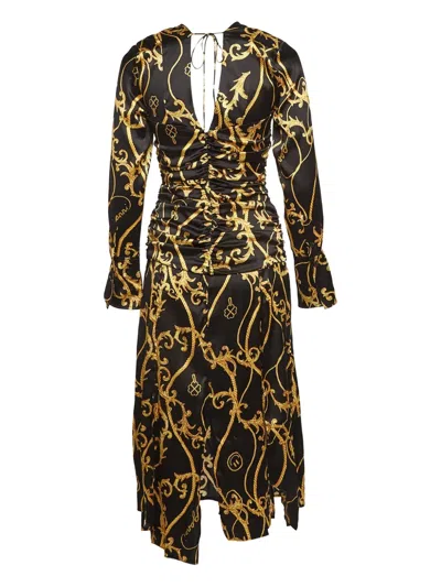 Pre-owned Ganni Ruched Baroque-print Dress