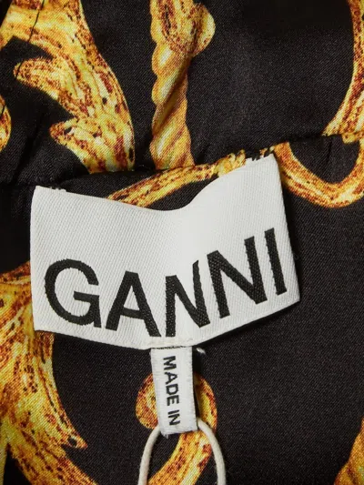 Pre-owned Ganni Ruched Baroque-print Dress