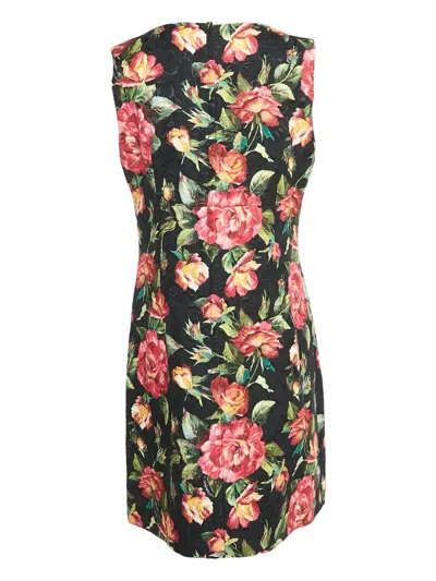 Pre-owned Dolce & Gabbana Floral-print Dress In Black