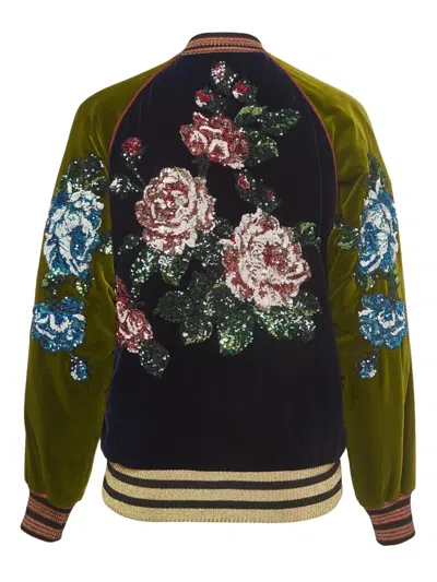 Pre-owned Gucci Sequin-embellished Floral Bomber Jacket