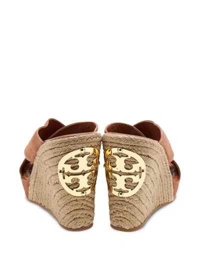 Pre-owned Tory Burch  120mm Bailey Cross-strap Wedge Espadrilles