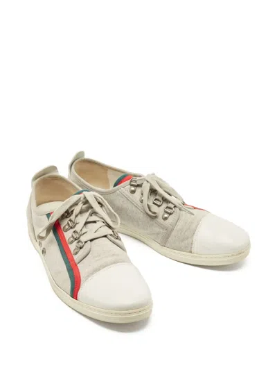 Pre-owned Gucci Panelled Sneakers In Gray