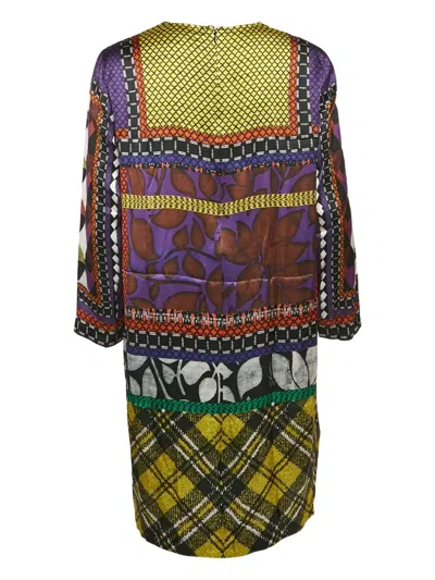 Pre-owned Just Cavalli Vintage Geometric-print Shift Mini Dress In Purple