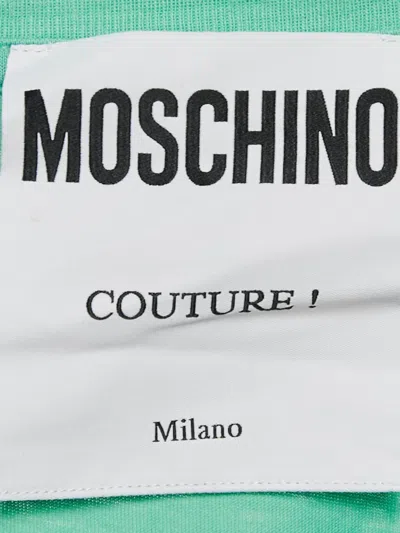 Pre-owned Moschino Logo-embroidered T-shirt Mini Dress In Green