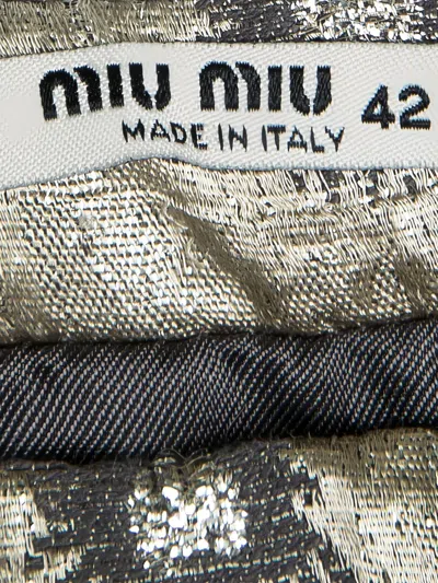 Pre-owned Miu Miu Floral Jacquard Skirt In Gray