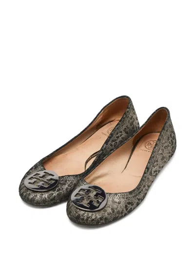Pre-owned Tory Burch  Reva Leopard-print Embellished Ballet Flats