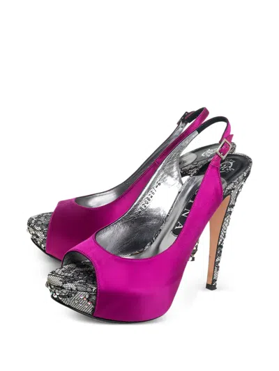 Pre-owned Gina  Satin Slingback Sandals