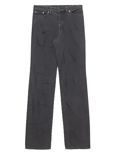 Pre-owned Alexander Mcqueen Logo-embroidered Jeans In Gray