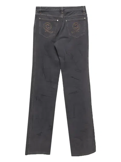 Pre-owned Alexander Mcqueen Logo-embroidered Jeans In Gray