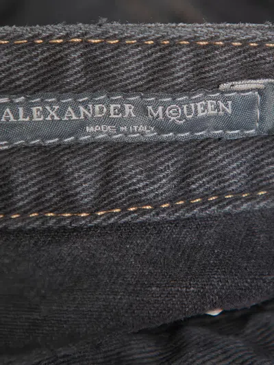 Pre-owned Alexander Mcqueen Logo-embroidered Jeans In Gray