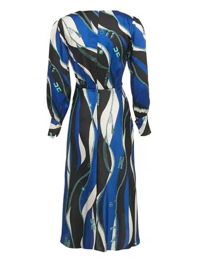 Pre-owned Elisabetta Franchi  Wave-print Wrap Midi Dress