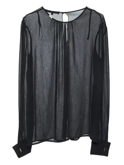 Pre-owned Elisabetta Franchi  Semi-sheer Long-sleeve Blouse